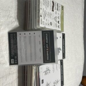 20 Stampin Up stamp sets and one set of die cuts for lily pad set